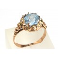 spectaculos inel victorian revival. topaz sky blue & aur 18 K. atelier european